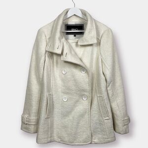 NEW BNCI Winter White Pea Coat Wool Blend Blanc Noir Size Medium